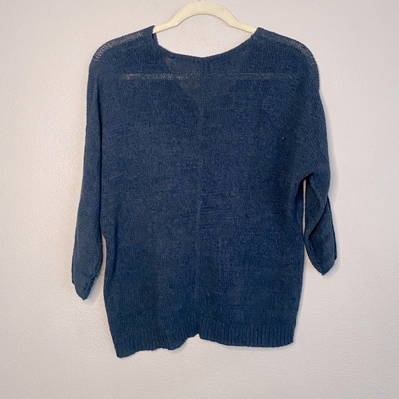 Kiabi Knit Sweater Size Small Navy Blue Three Quarter Sleeves V-Neck - Picture 7 of 9